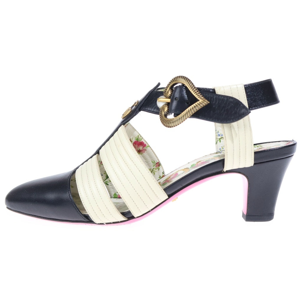 GUCCI(グッチ) ダブルG バックストラップ サンダル シューズ ブラック/ホワイト レディース