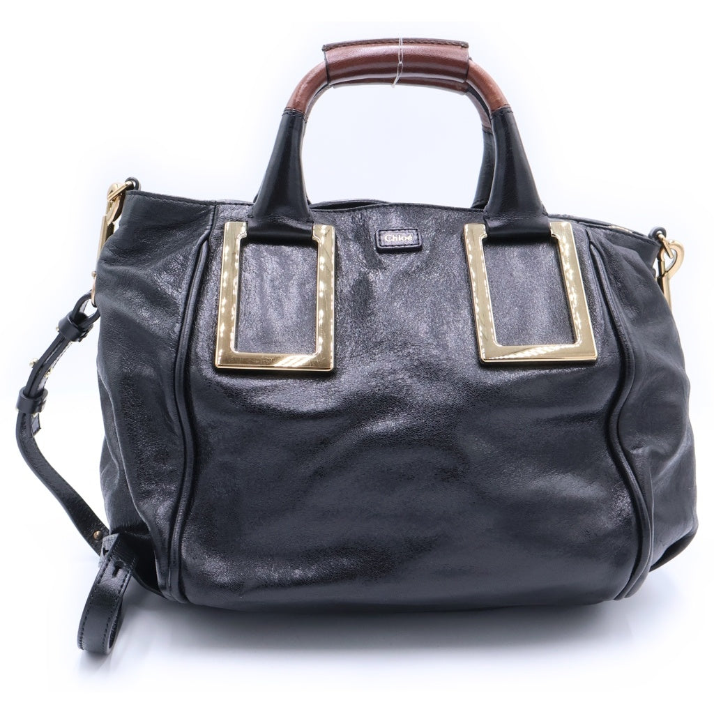 Chloe(クロエ) エテル 2WAYハンドバッグ ショルダーバッグ トートバッグ ブラック レザー ゴールド金具 レディース