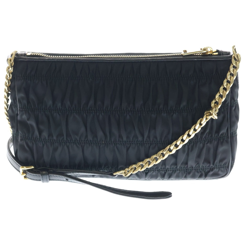 PRADA(プラダ) チェーン ショルダーバッグ ゴーフル ブラック ナイロン 1BH152 レディース