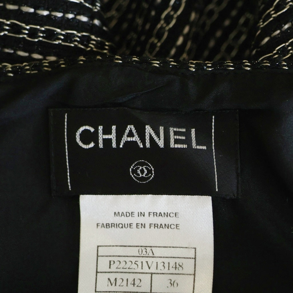 CHANEL(シャネル) 裾レースツイードスカート ブラック #36 P22251V13148 レディース