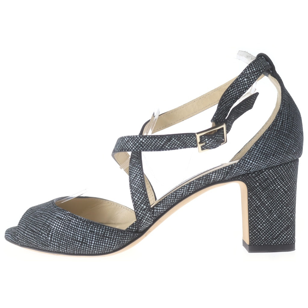 JIMMY CHOO(ジミーチュウ) レザー ヒール ストラップ サンダル シューズ グレー レディース