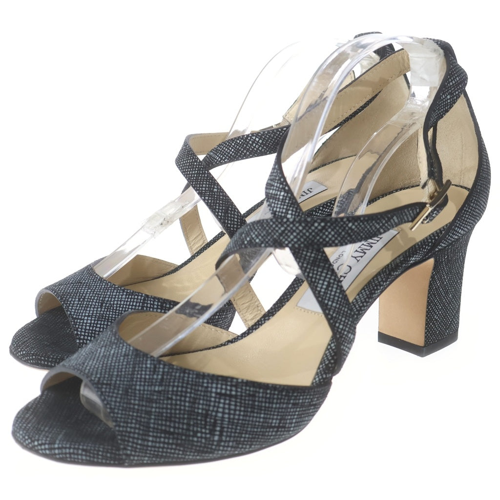 JIMMY CHOO(ジミーチュウ) レザー ヒール ストラップ サンダル シューズ グレー レディース