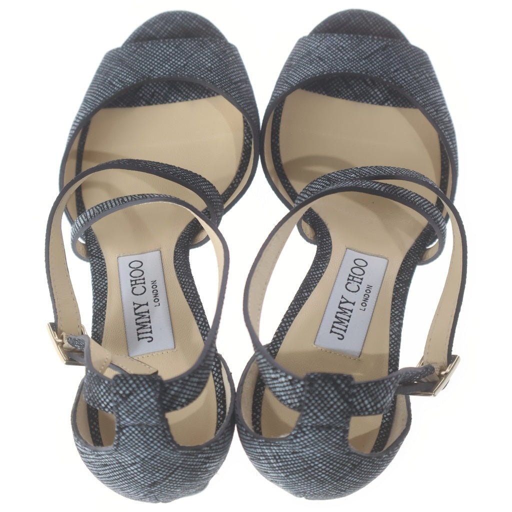 JIMMY CHOO(ジミーチュウ) レザー ヒール ストラップ サンダル シューズ グレー レディース