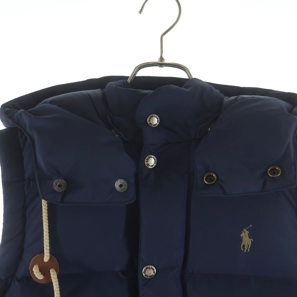 POLO RALPH LAUREN(ポロラルフローレン) ポロ ワンポイントロゴ刺繍 フーデッド ダウンベスト ネイビー 0200011692 レディース