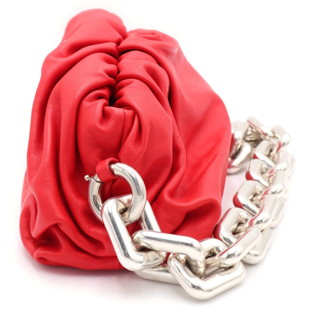 BOTTEGA VENETA(ボッテガヴェネタ) ザチェーン ポーチ ワンショルダーバッグ ハンドバッグ チェーンバッグ レッド レザー シルバー金具 レディース