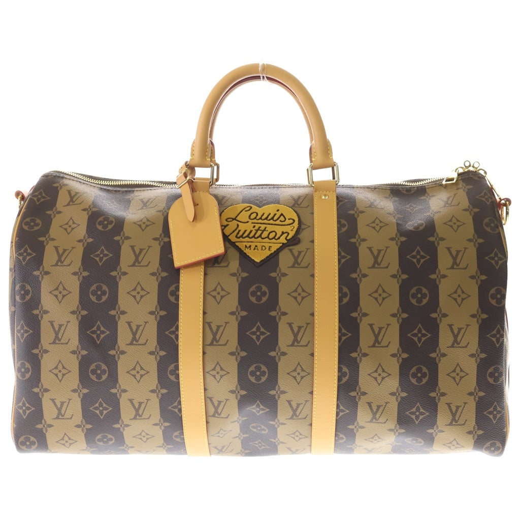 LOUIS VUITTON(ルイヴィトン) ×NIGO モノグラムストライプ キーポルバンドリエール50 2WAYバッグ ハンドバッグ ボストンバッグ ショルダーバッグ トラベルバッグ レザー×PVC M45967 レディース