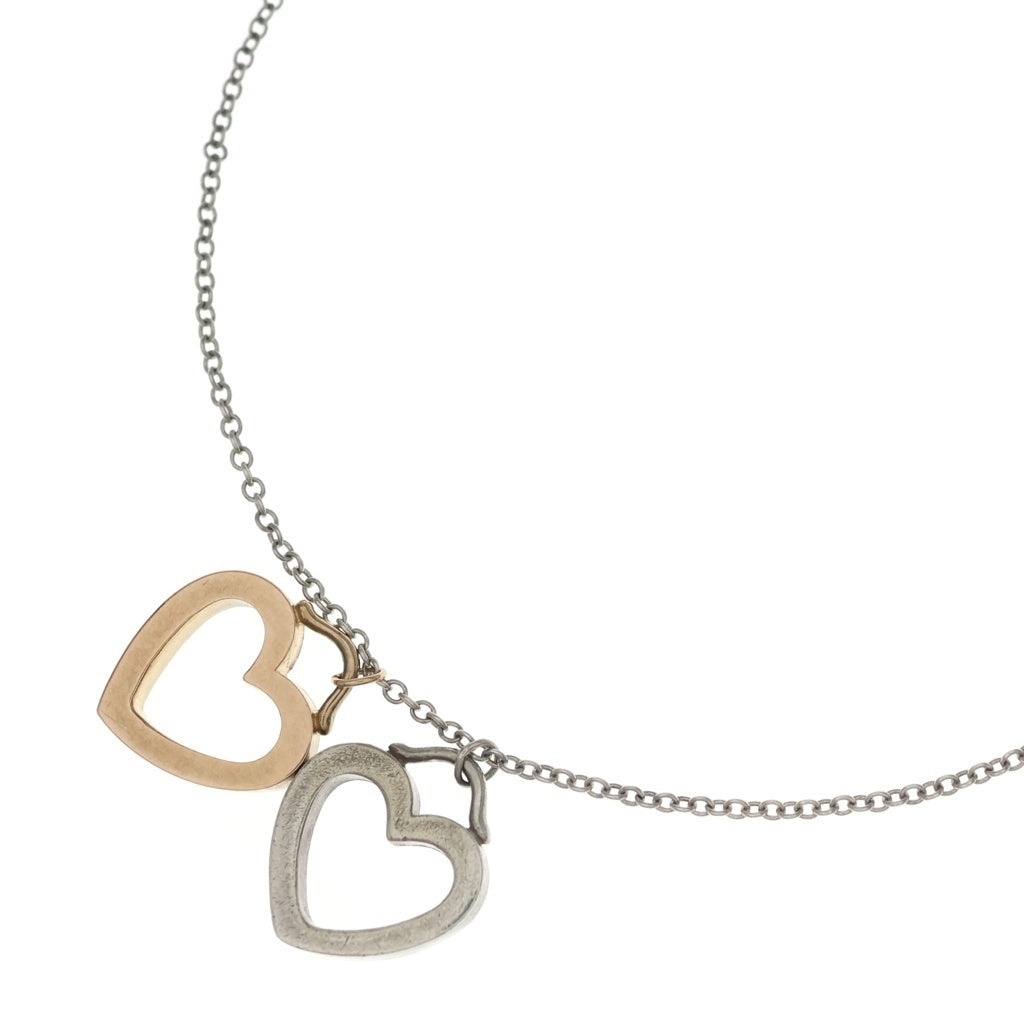 TIFFANY & Co.(ティファニー) ダブルハート ネックレス ペンダント チェーン シルバー×ゴールド Ag925/750
