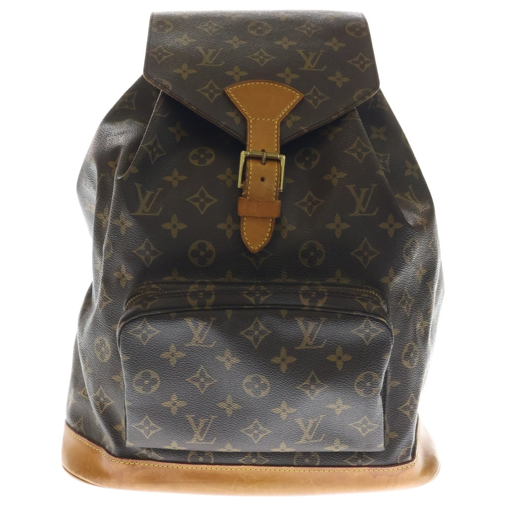 LOUIS VUITTON(ルイヴィトン) モノグラム モンスリPM リュックサック バックパック ブラウン レザー×PVC M51136 ゴールド金具 レディース