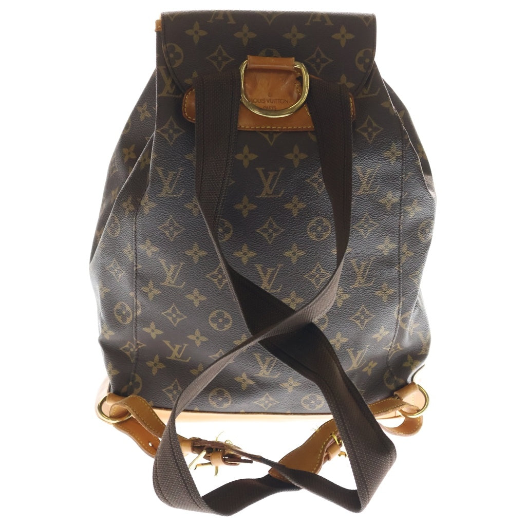 LOUIS VUITTON(ルイヴィトン) モノグラム モンスリPM リュックサック バックパック ブラウン レザー×PVC M51136 ゴールド金具 レディース