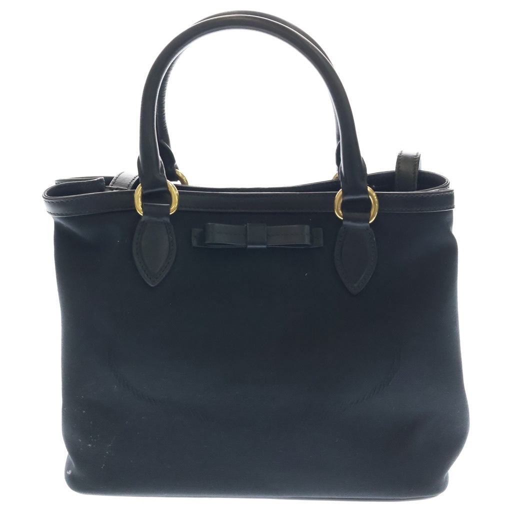 PRADA(プラダ) ロゴジャガード 2wayハンドバッグ ショルダーバッグ ブラック レザー×キャンバス 1BA172 ゴールド金具 レディース