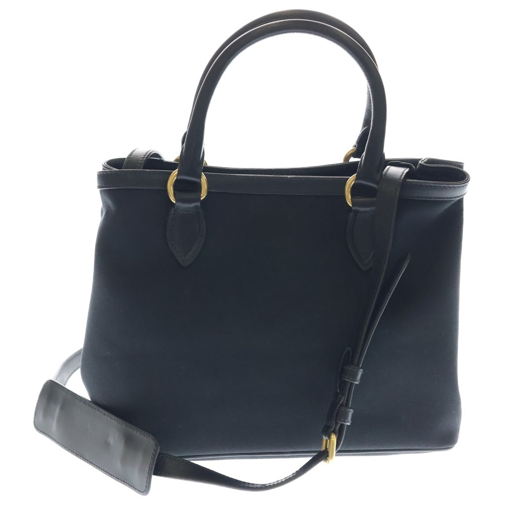 PRADA(プラダ) ロゴジャガード 2wayハンドバッグ ショルダーバッグ ブラック レザー×キャンバス 1BA172 ゴールド金具 レディース