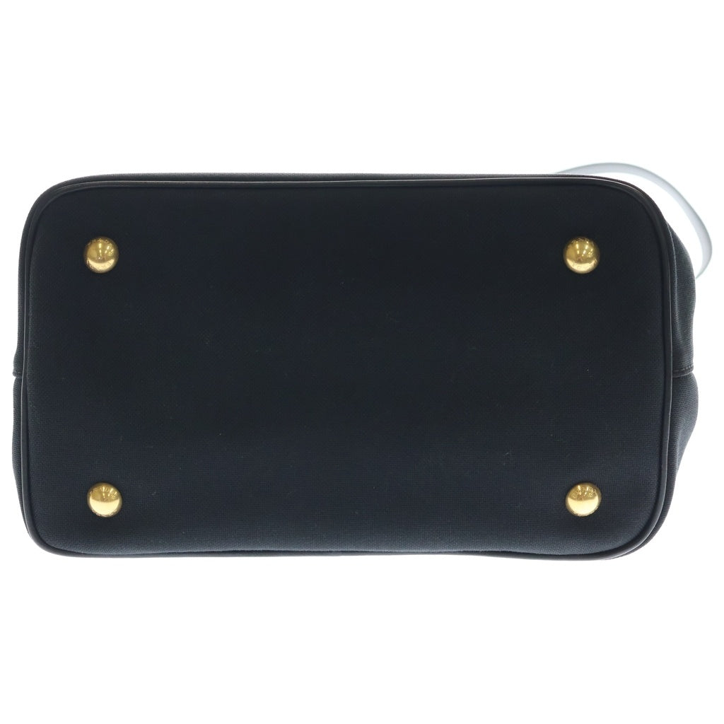PRADA(プラダ) ロゴジャガード 2wayハンドバッグ ショルダーバッグ ブラック レザー×キャンバス 1BA172 ゴールド金具 レディース