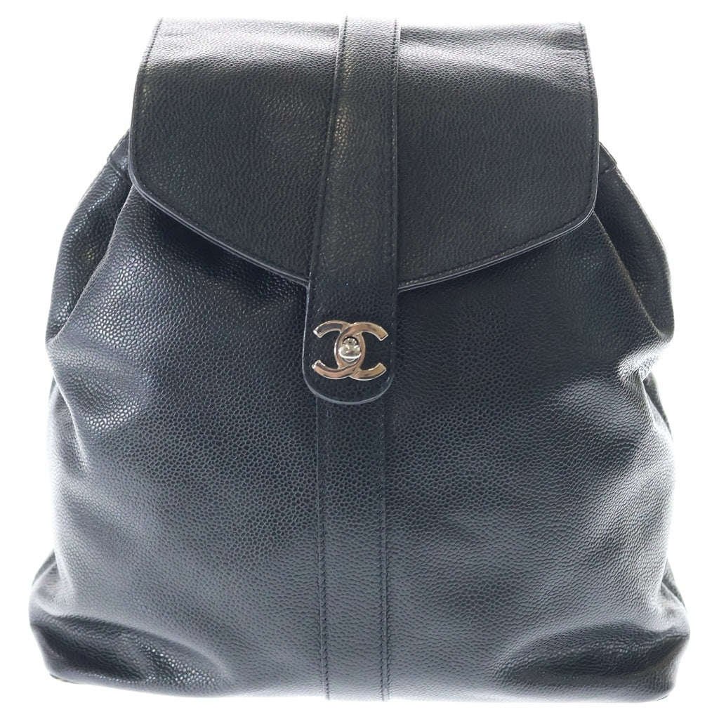 CHANEL(シャネル) ココマーク ターンロック バックパック リュックサック ブラック キャビアスキン シルバー金具 レディース