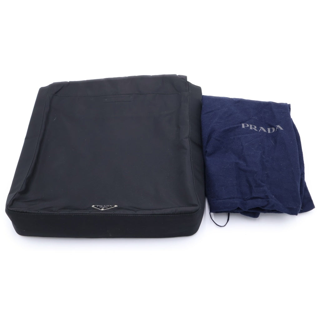 PRADA(プラダ) サイド トライアングルロゴ リュックサック バックパック ビジネスバッグ ブラック ナイロン テスート シルバー金具