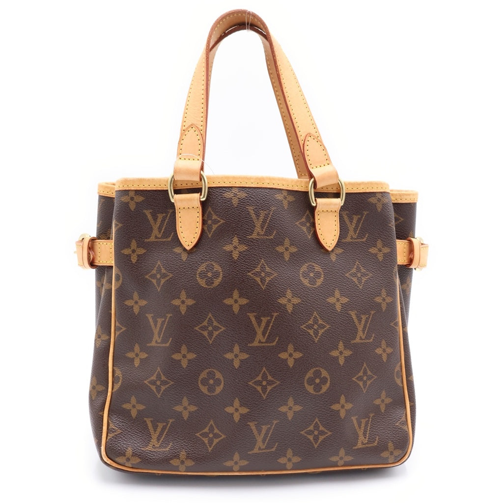 LOUIS VUITTON(ルイヴィトン) モノグラム バティニョール ハンドバッグ ミニトートバッグ ブラウン レザー×PVC M51156 ゴールド金具 レディース