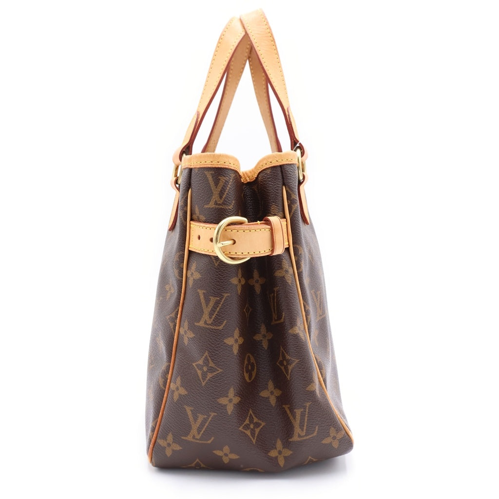 LOUIS VUITTON(ルイヴィトン) モノグラム バティニョール ハンドバッグ ミニトートバッグ ブラウン レザー×PVC M51156 ゴールド金具 レディース