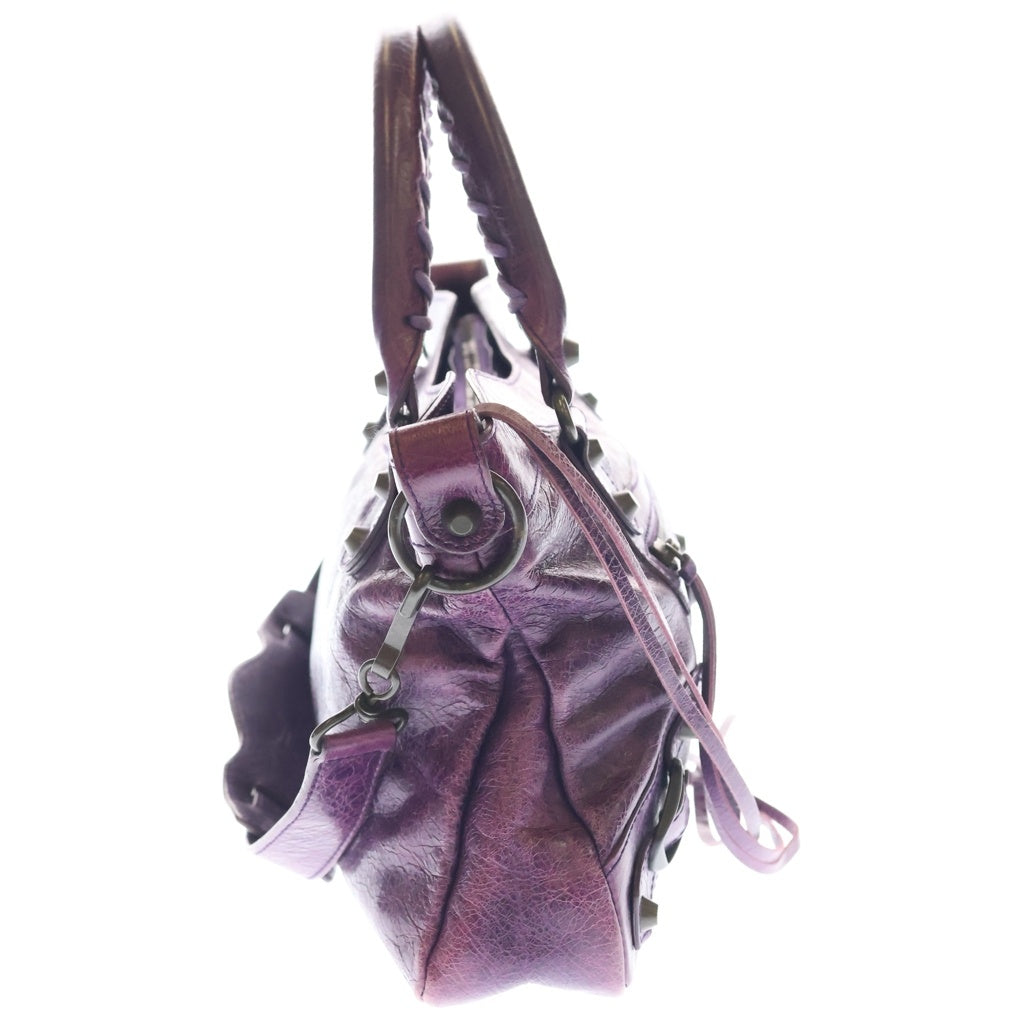 BALENCIAGA(バレンシアガ) ザ・ファースト 2WAYバッグ ハンドバッグ ショルダーバッグ パープル レザー 103208 ゴールド金具 レディース