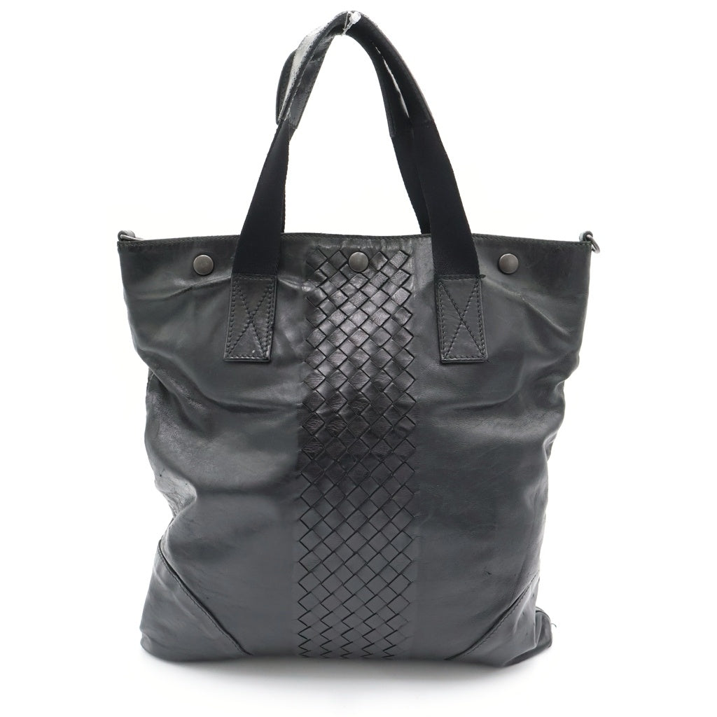 BOTTEGA VENETA(ボッテガヴェネタ) イントレチャート ハンドバッグ トートバッグ ブラック レザー ブラック金具 レディース