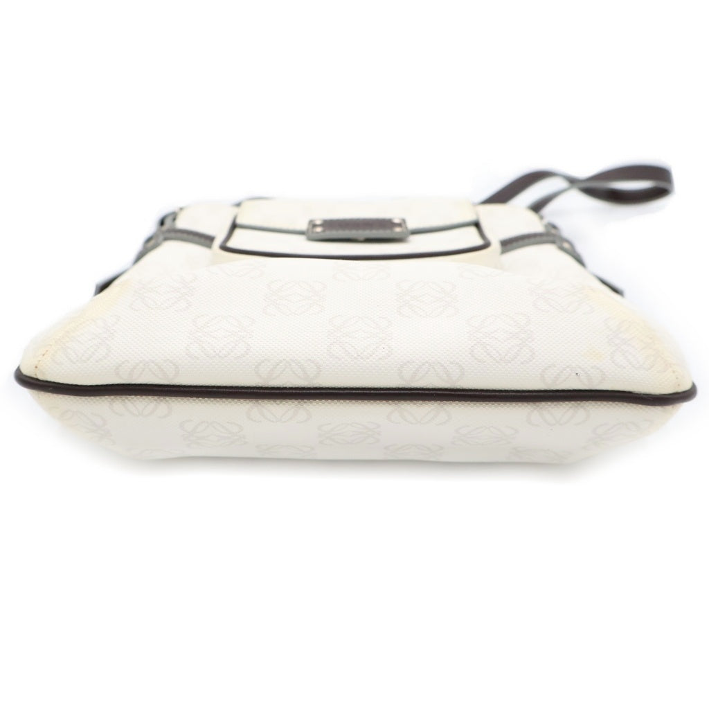 LOEWE(ロエベ) アナグラム ショルダーバッグ ホワイト×ブラウン レザー×PVC シルバー金具 レディース