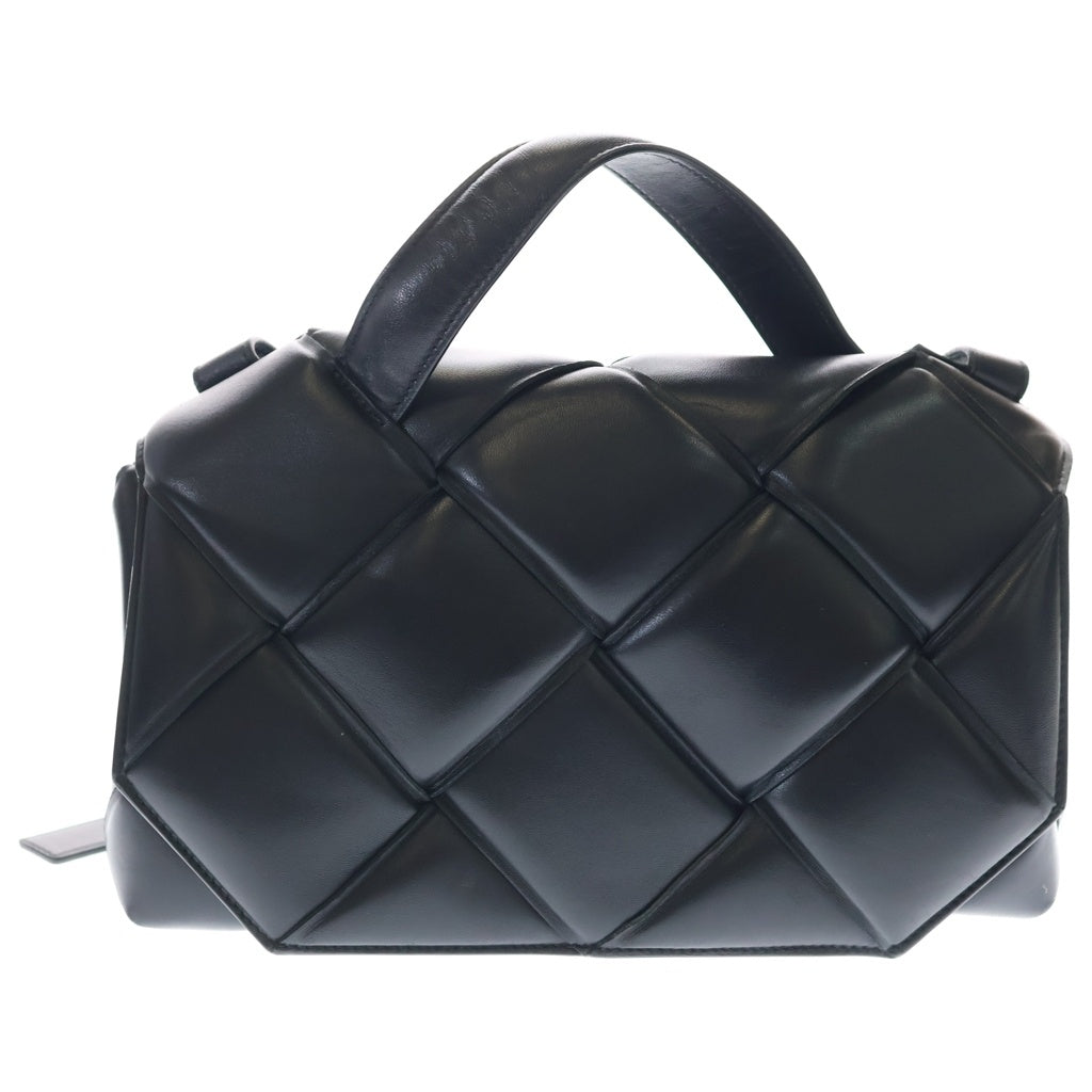 BOTTEGA VENETA(ボッテガヴェネタ) マキシイントレチャート トップハンドルショルダーバッグ ブラック レザー シルバー金具 レディース