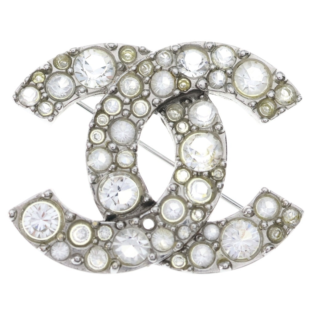 CHANEL(シャネル) ココマーク ラインストーン ブローチ ピンバッジ シルバー レディース