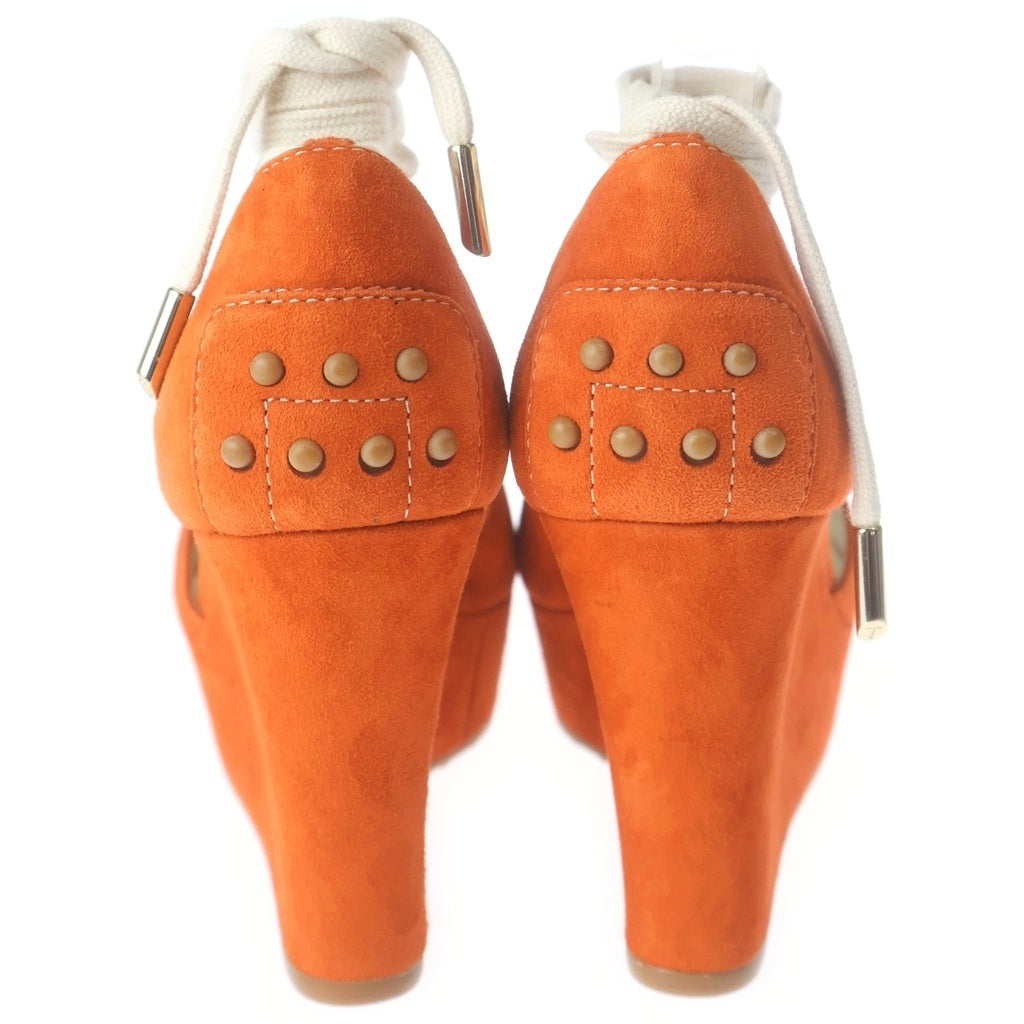 TOD'S(トッズ) スエードレザー ウェッジソール ヒール パンプス シューズ オレンジ レディース