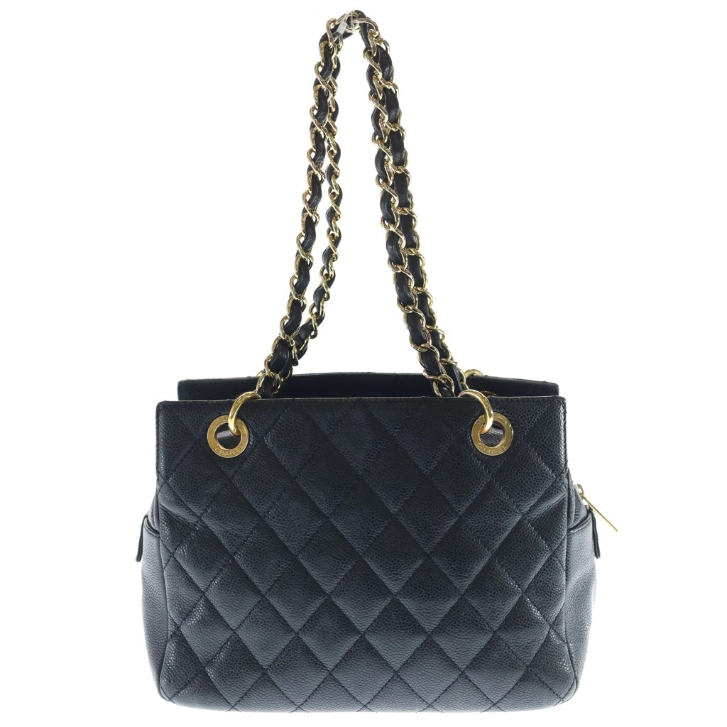 CHANEL(シャネル) ココマーク チェーントートバッグ ハンドバッグ 肩掛けバッグ ブラック キャビアスキン ゴールド金具 レディース