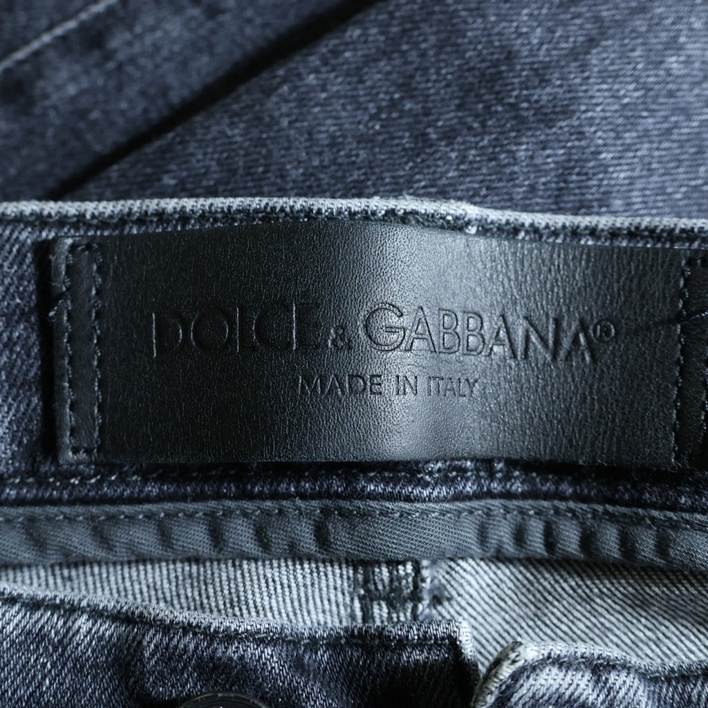 DOLCE & GABBANA(ドルチェアンドガッバーナ) ■ストレッチ デニムパンツ ブラック ダメージジーンズ