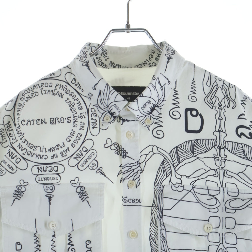 DSQUARED2(ディースクエアード) ■半袖シャツ ホワイト コットン S71DM0612
