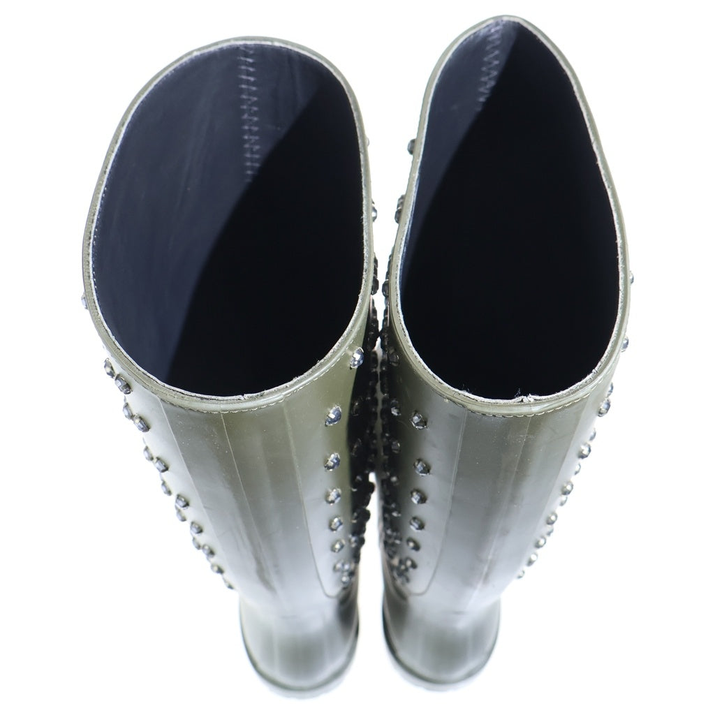 SAINT LAURENT PARIS(サンローランパリ) ■ビジュー ラバーレインブーツ グリーン 長靴 427307 レディース