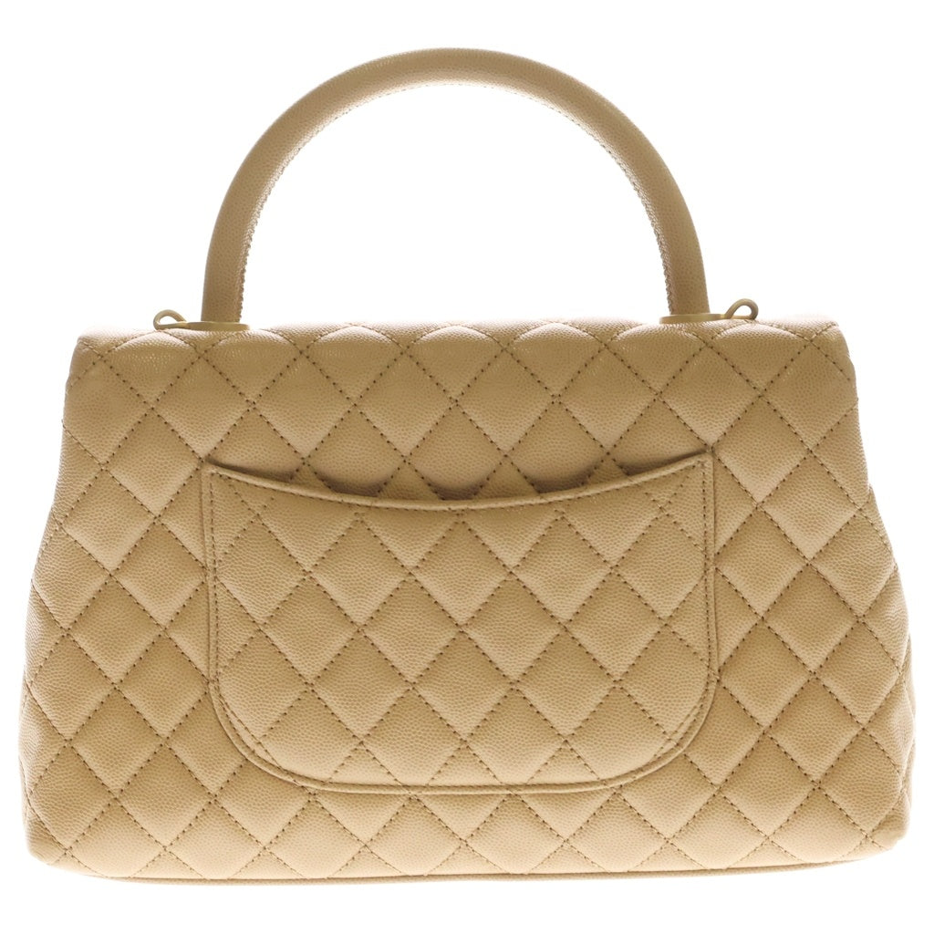 CHANEL(シャネル) ココハンドル29 マトラッセ ラージ 2WAY ハンドバッグ ショルダーバッグ キャビアスキン ゴールド金具 ベージュ レディース
