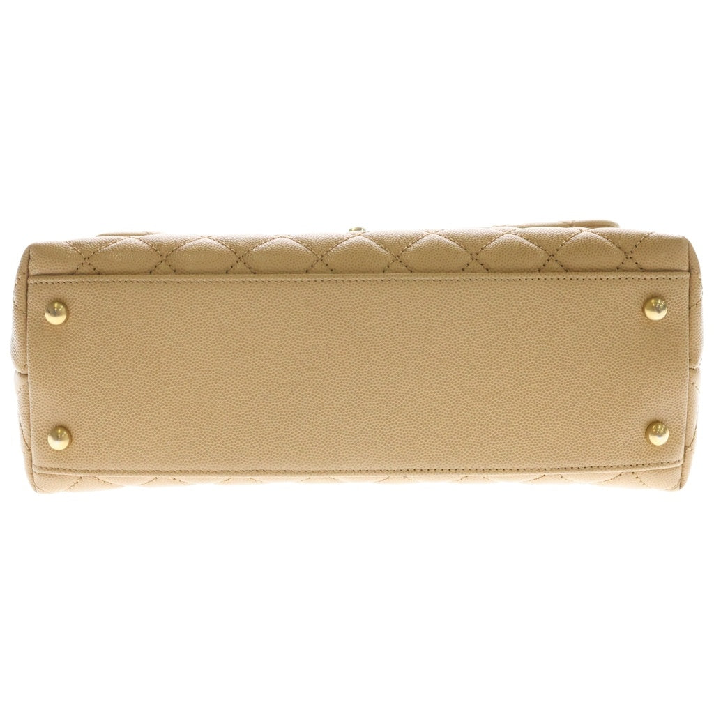 CHANEL(シャネル) ココハンドル29 マトラッセ ラージ 2WAY ハンドバッグ ショルダーバッグ キャビアスキン ゴールド金具 ベージュ レディース