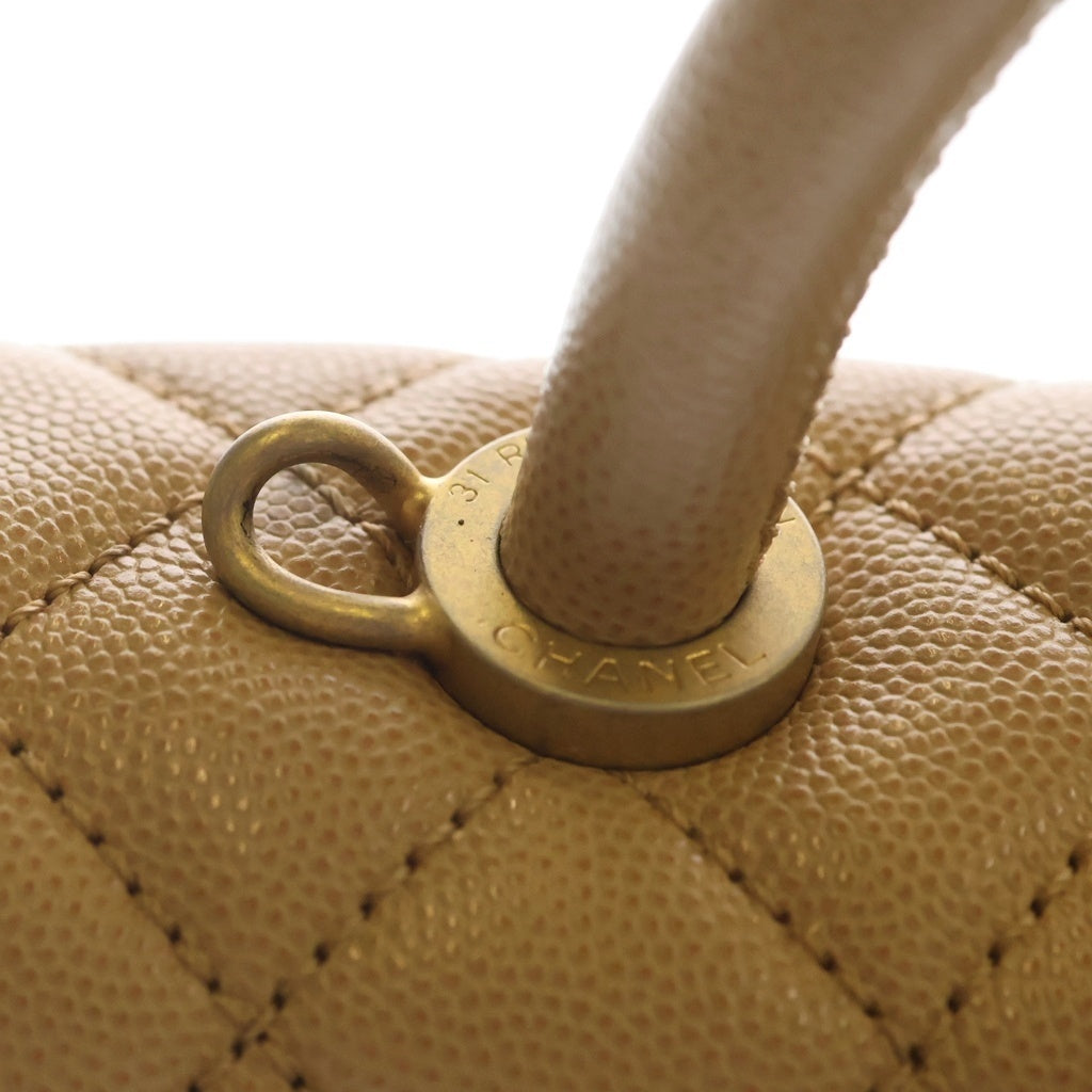 CHANEL(シャネル) ココハンドル29 マトラッセ ラージ 2WAY ハンドバッグ ショルダーバッグ キャビアスキン ゴールド金具 ベージュ レディース