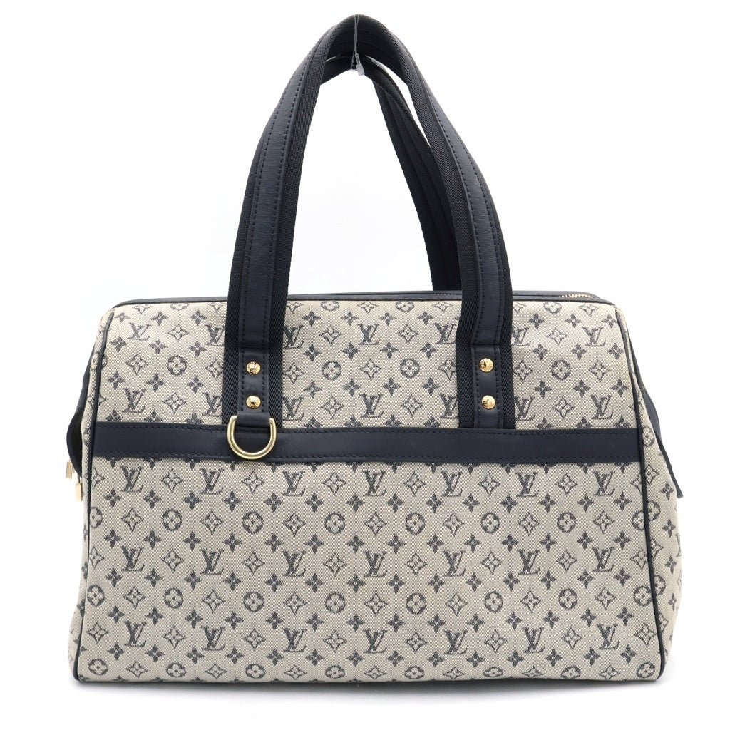 LOUIS VUITTON(ルイヴィトン) モノグラムミニ ジョセフィーヌGM ボストンバッグ ハンドバッグ ネイビー×ベージュ レザー×キャンバス M92214 ゴールド金具 レディース
