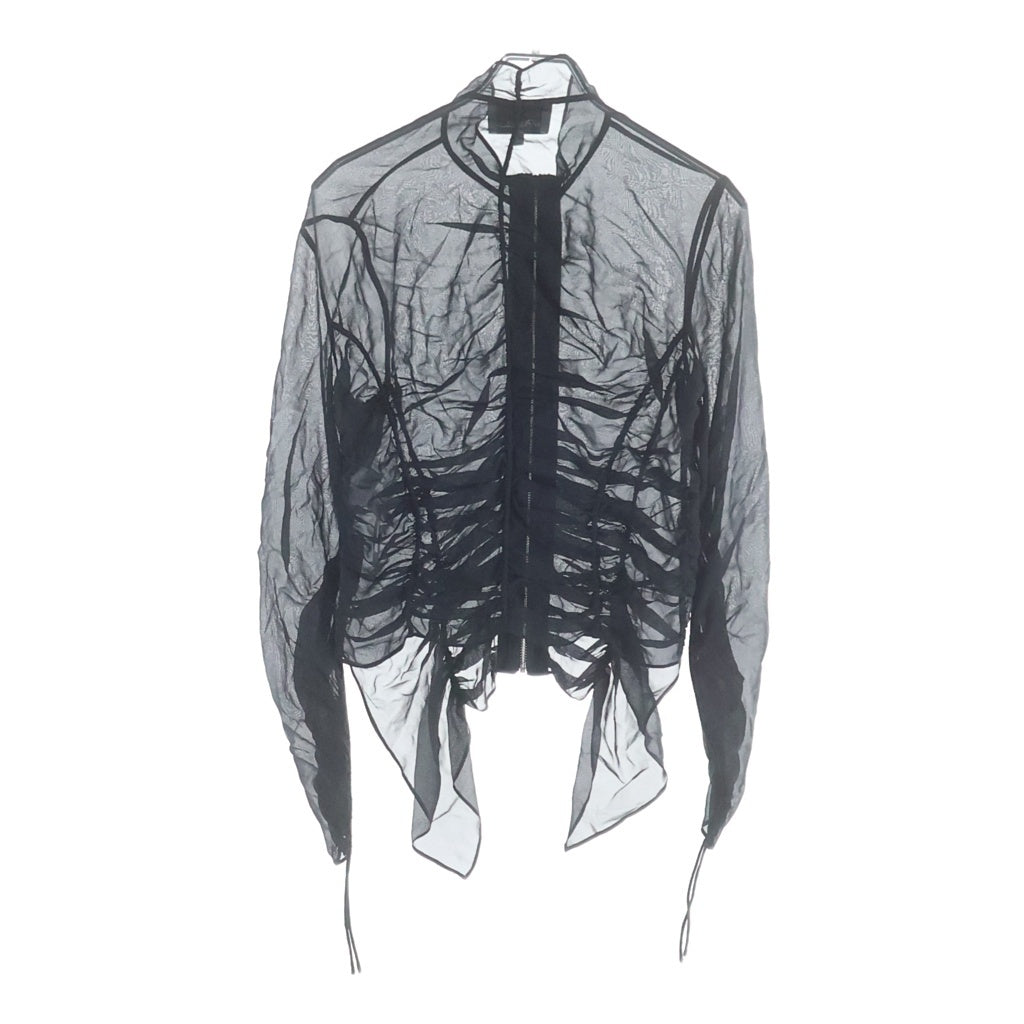 3.1 Phillip Lim(スリーワンフィリップリム) ギャザーデザイン シルク ジップアップ シアー ジャケットブラック レディース S172-2226CHF