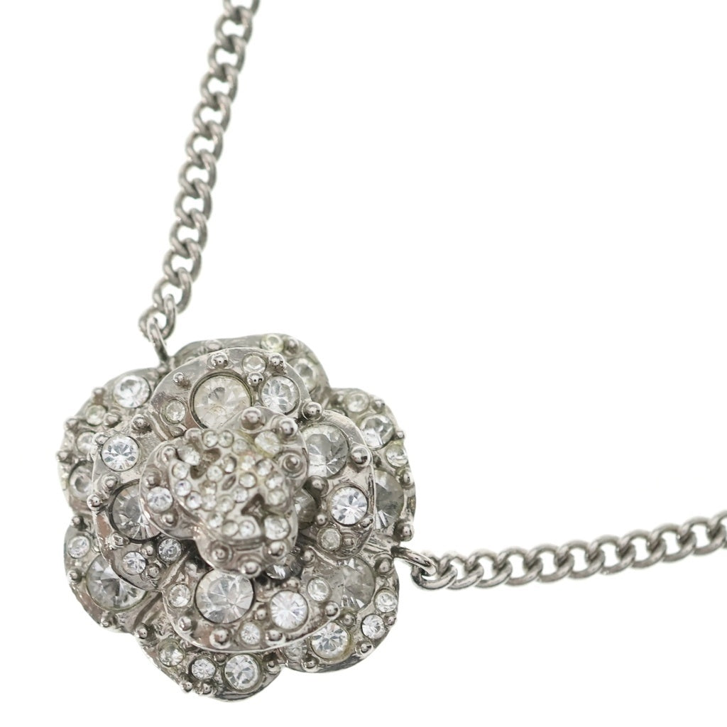 CHANEL(シャネル) カメリア ラインストーン ココマーク ネックレス ペンダント チェーン シルバー A60215 レディース