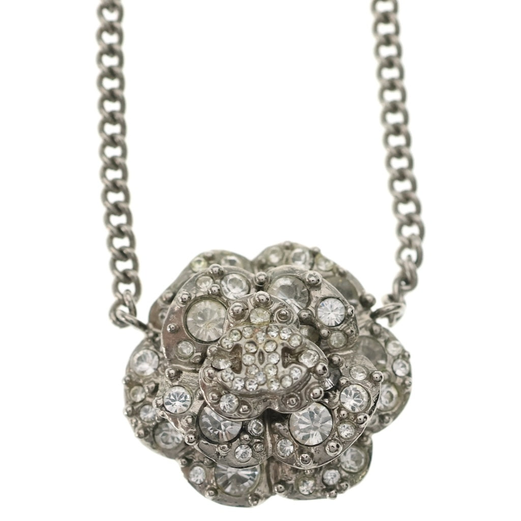 CHANEL(シャネル) カメリア ラインストーン ココマーク ネックレス ペンダント チェーン シルバー A60215 レディース