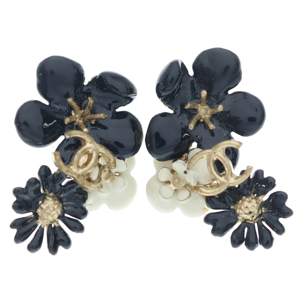 CHANEL(シャネル) ココマーク フラワー ピアス ブラック×ゴールド GP