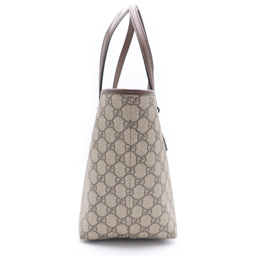 GUCCI(グッチ) オフィディア ダブルG トートバッグ ハンドバッグ ミディアム ブラウン×ベージュ PVC×レザー 836831 ゴールド金具 レディース