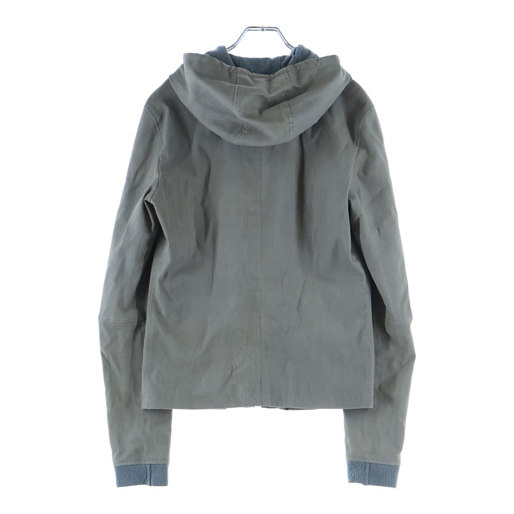 DOLCE & GABBANA(ドルチェアンドガッバーナ) ラムレザー フーデッド ジップアップ ジャケット パーカー カーキ G9BF4L/FUYAP