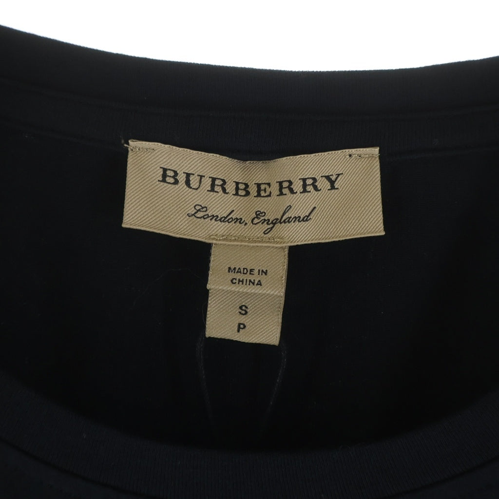 BURBERRY(バーバリー) スリーブチェッククルーネック半袖Tシャツ ブラック 8002947 レディース