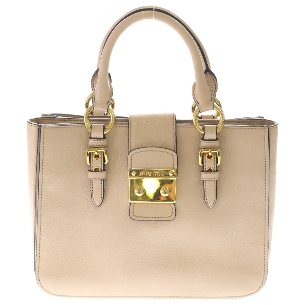 miumiu(ミュウミュウ) マドラス 2wayハンドバッグ ショルダーバッグ ピンクベージュ レザー RN0799 ゴールド金具 レディース