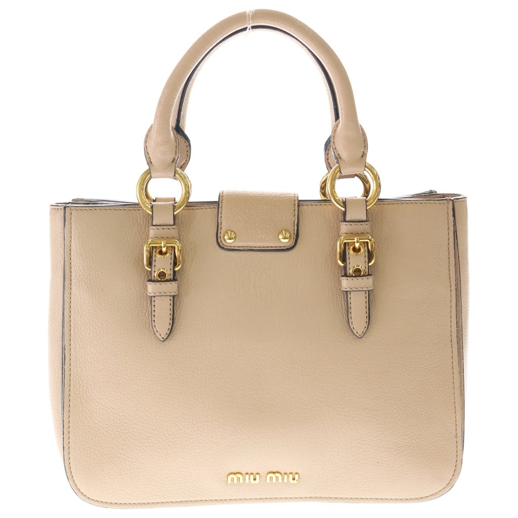 miumiu(ミュウミュウ) マドラス 2wayハンドバッグ ショルダーバッグ ピンクベージュ レザー RN0799 ゴールド金具 レディース