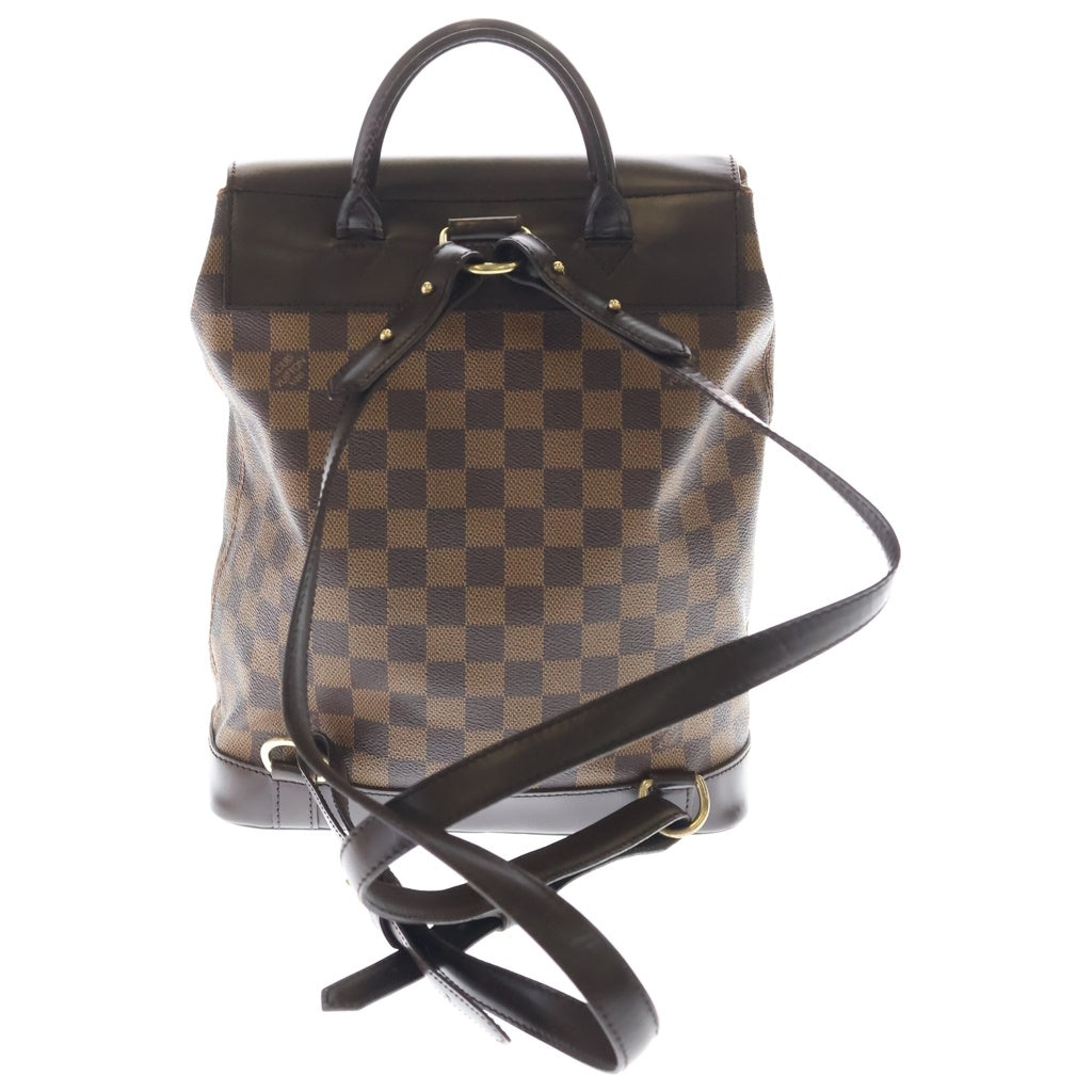 LOUIS VUITTON(ルイヴィトン) ダミエ ソーホー リュックサック バックパック ブラウン レザー×PVC N51132 ゴールド金具 レディース