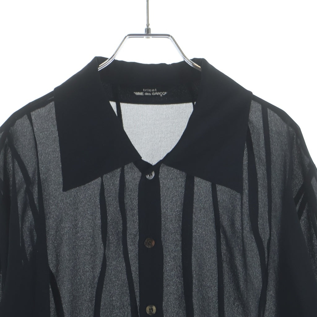 tricot COMME des GARCONS(トリコ コム デ ギャルソン) 93SS シアー シースルー 長袖 シャツ ブラウス ブラック レディース AD1992 TB-110050