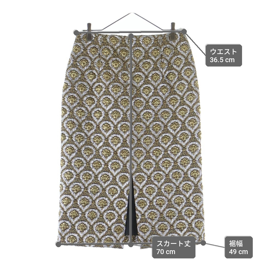 DRIES VAN NOTEN(ドリスヴァンノッテン) ロングスカート ゴールド×シルバー #36 レディース