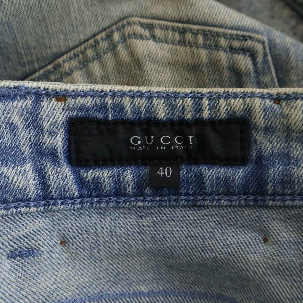GUCCI(グッチ) スタッズ フラワー デニムひざ丈スカート インディゴブルー #40 371535XD275 レディース