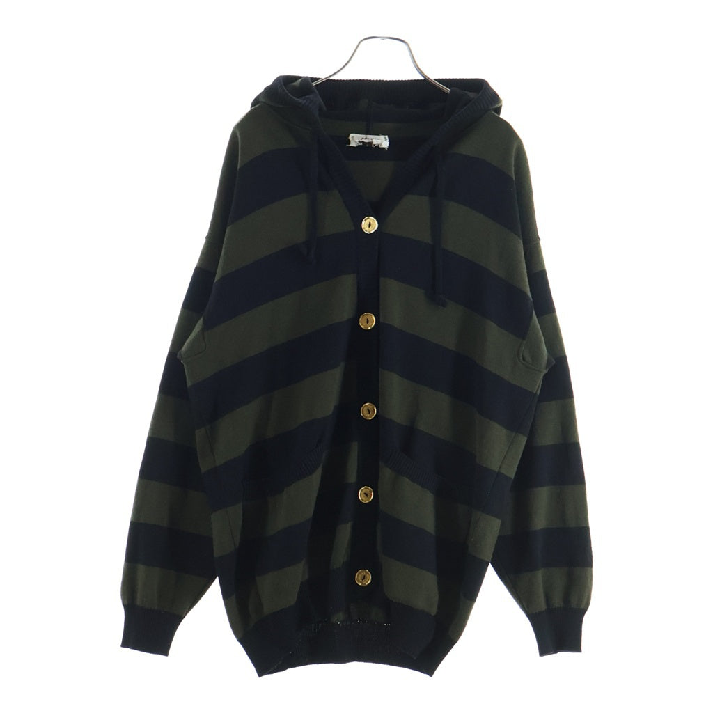 CELINE(セリーヌ) ボーダーニットカーディガン ブラック×カーキ #40 レディース