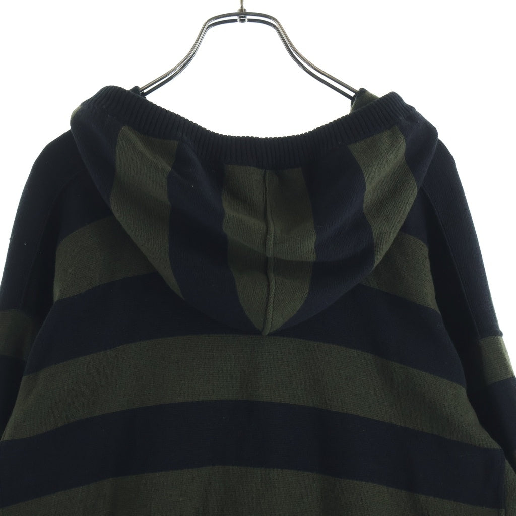 CELINE(セリーヌ) ボーダーニットカーディガン ブラック×カーキ #40 レディース