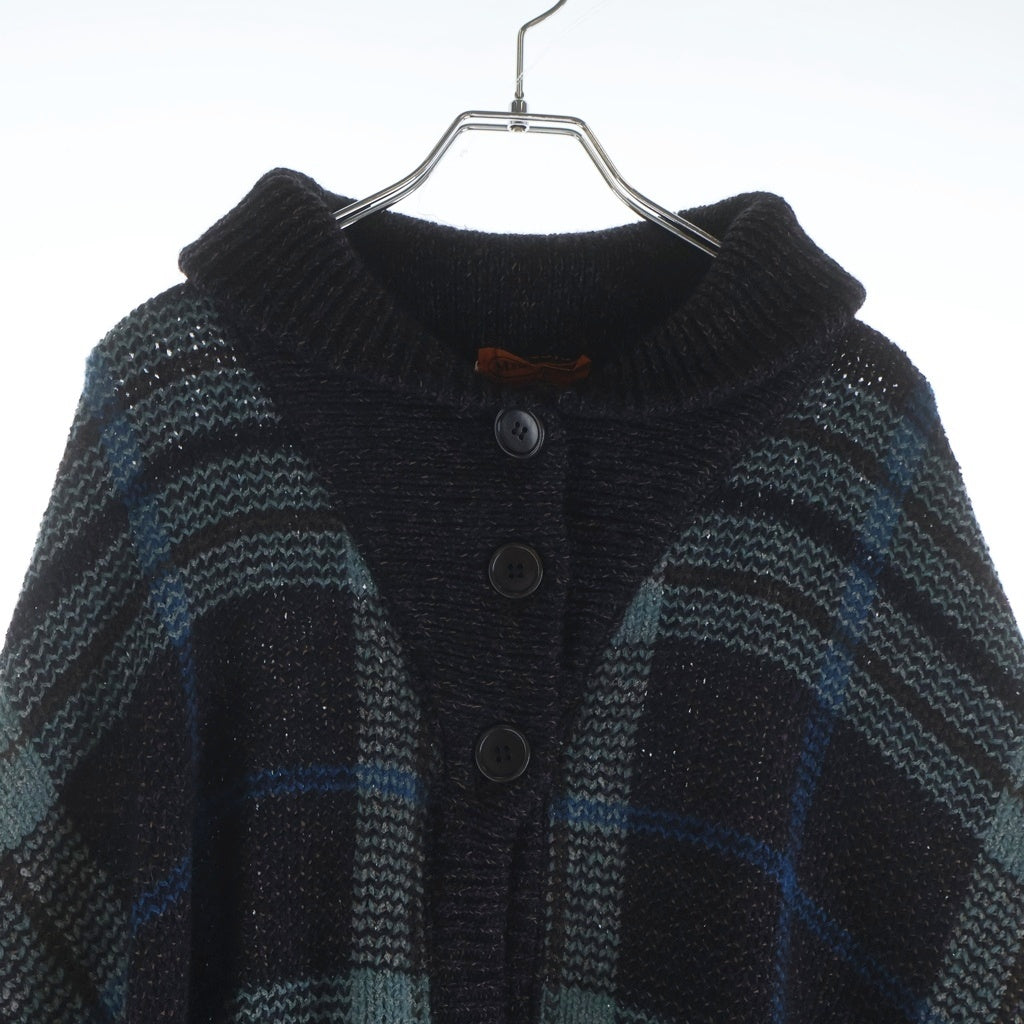MISSONI(ミッソーニ) チェック柄 ポンチョニット ブルー レディース